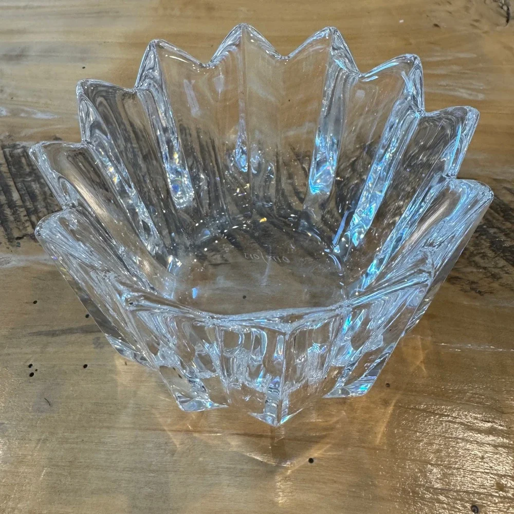 Orrefors Fleur Crystal Bowl Signed Lead Crystal Sweden 4.5